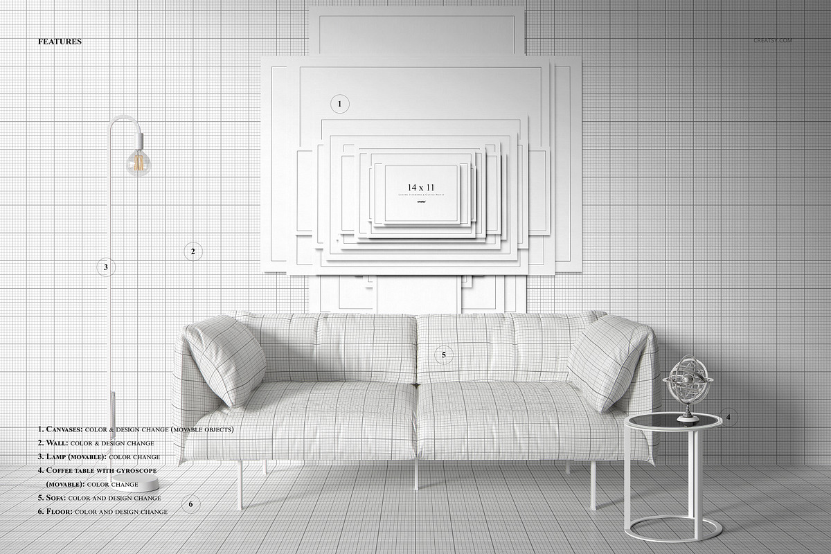 Leather Sofa Canvas Print Mockup, a Household Mockup by creatsy5 (Photo 3 of 6)