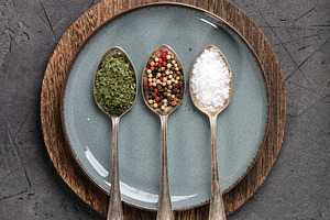 Vintage Silverware and Culinary Ingredients on Dark Stone Backgr, a Food & Drink Photo by Natalia Klenova's Shop