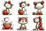 Strawberry Cat PNG Clipart, an Animal Illustration by Craft Nest (Thumbnail 4 of 5)