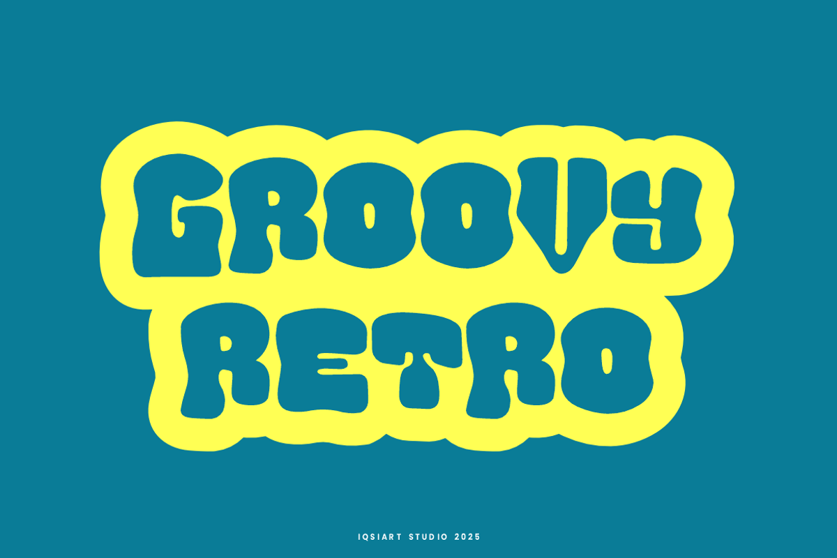 Measur Contina - Groovy Retro Font, a Sans Serif Font by Iqsiart Studio (Photo 2 of 7)