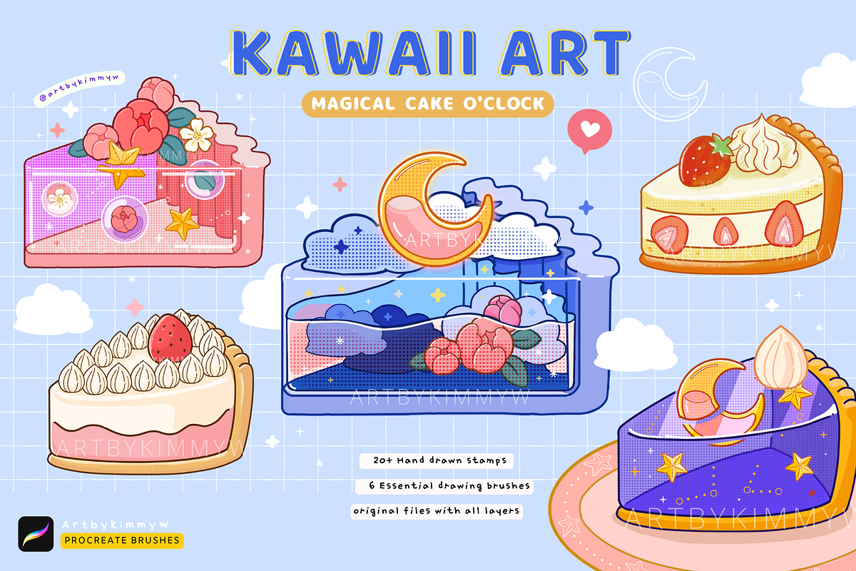 Kawaii Cake O'clock Brush Pack, a Brush Add-On by Artbykimmyw (Photo 1 of 8)