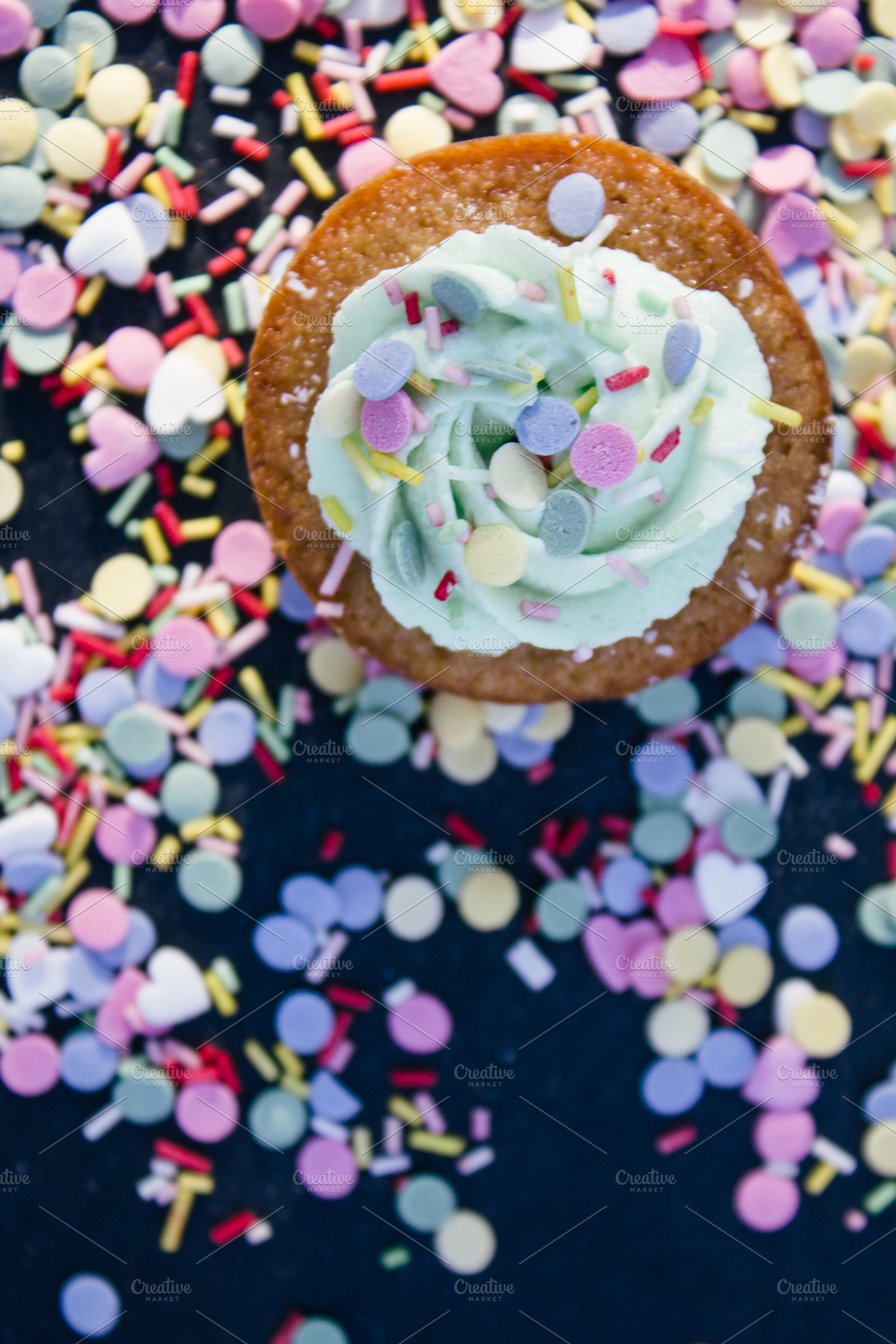 Cupcake with cream and sprinkles featuring bake, baked, and baker, a Food & Drink Photo by Am.Benitez Estudio