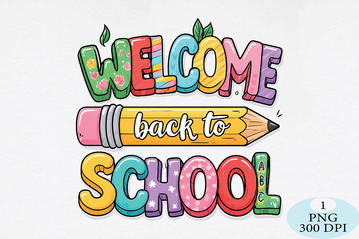 Welcome Back To School PNG, a Seasonal Illustration by Daily.Designs (Photo 1 of 5)