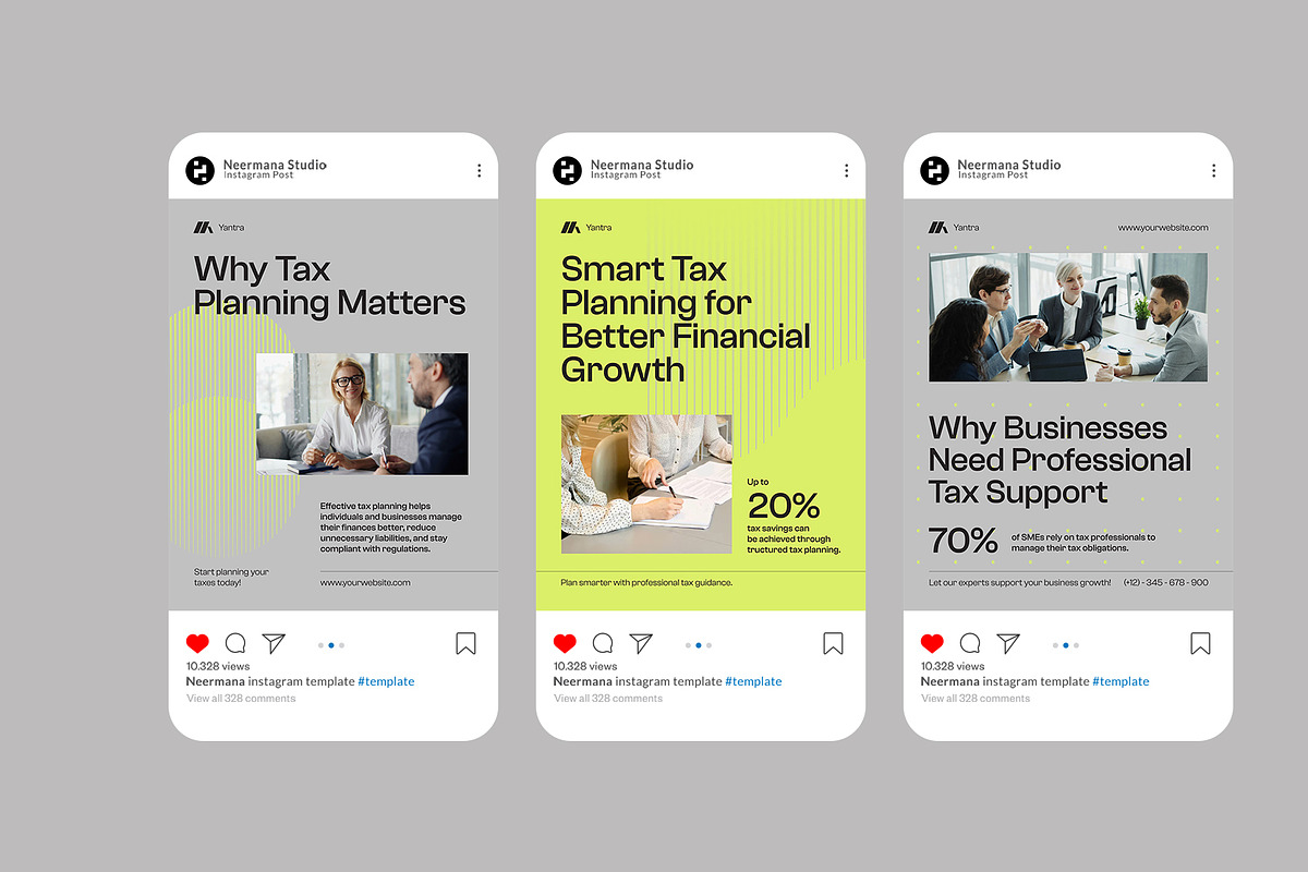 Gray Tax Consultant Instagram Post, a Social Media Template by Neermana (Photo 2 of 4)