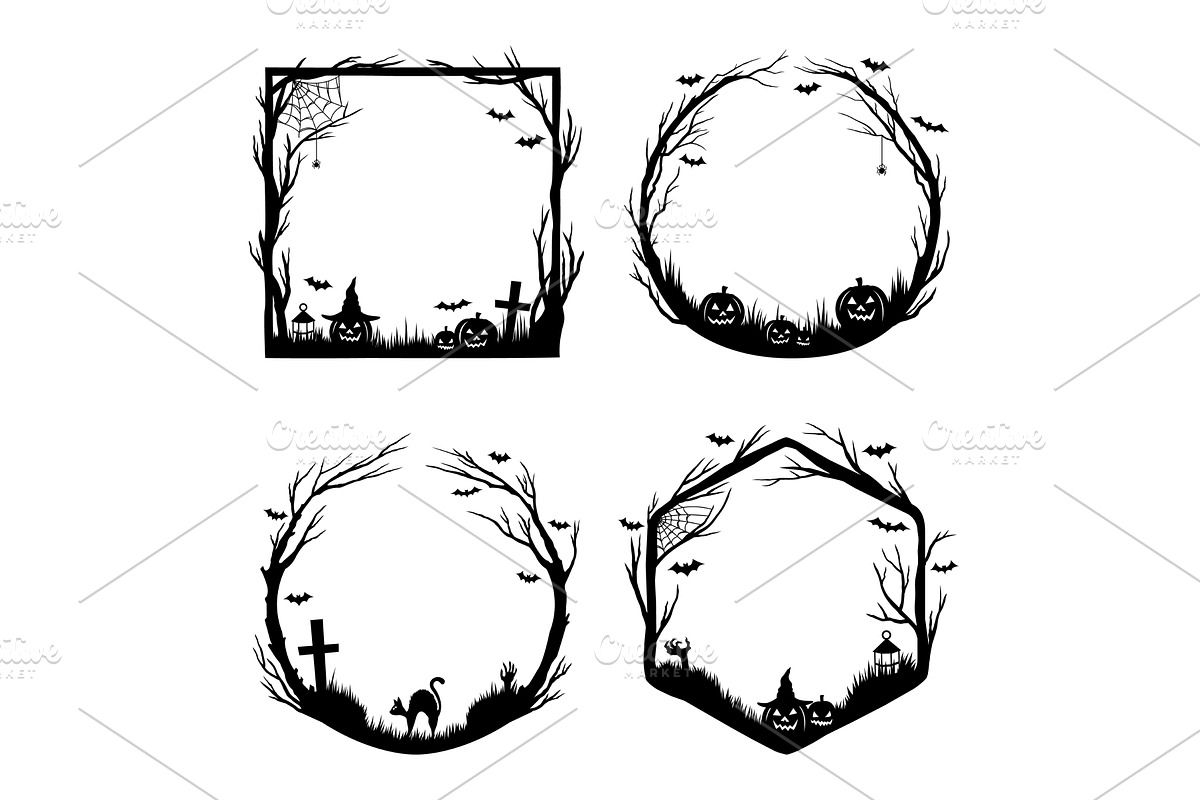 Halloween holiday black frames, an Illustration by Vector Tradition