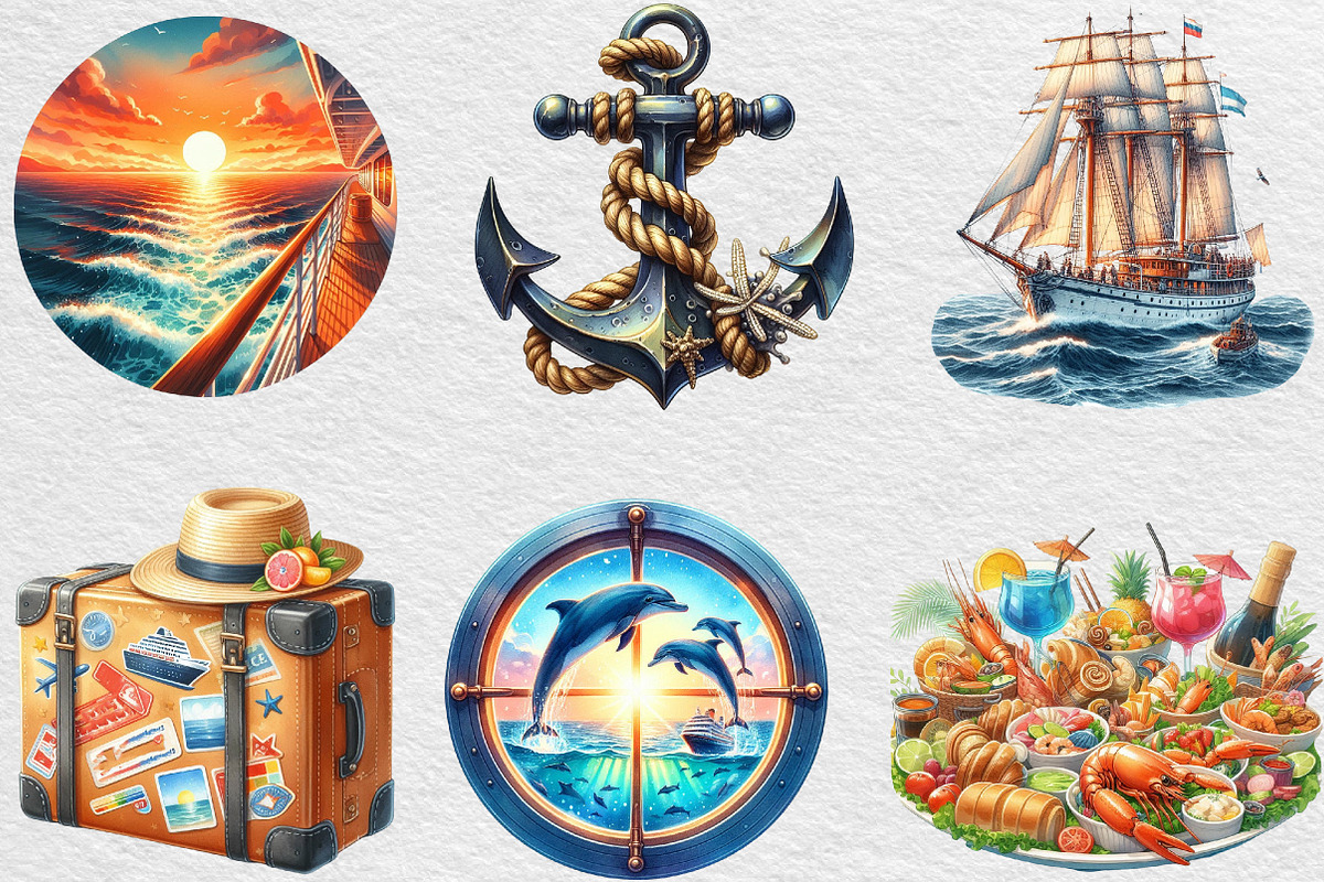 Cruise Adventure Summer Clipart, an Illustration by Black Bird Studio (Photo 5 of 6)