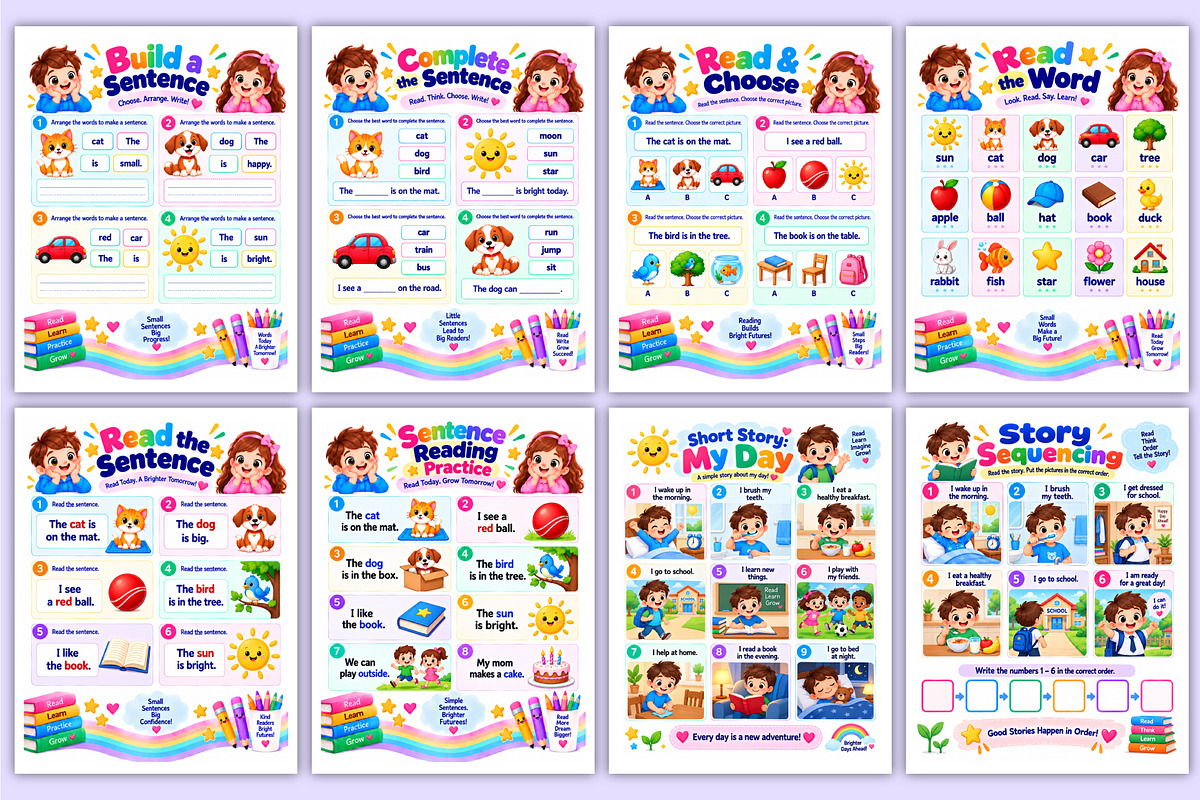 First Grade Reading Practice book, a Stationery Template by Mustafiz (Photo 4 of 4)
