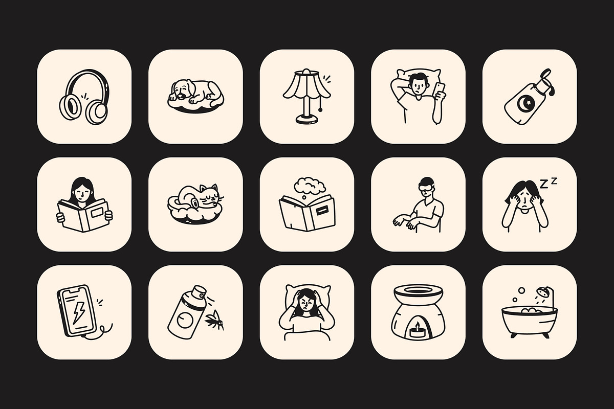 Animated Sleep Doodle Icon Set, an Outline Icon by Vectors Market (Photo 3 of 5)