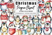 Christmas Penguin Clipart, a Graphic by CitraGraphics (Thumbnail 1 of 4)