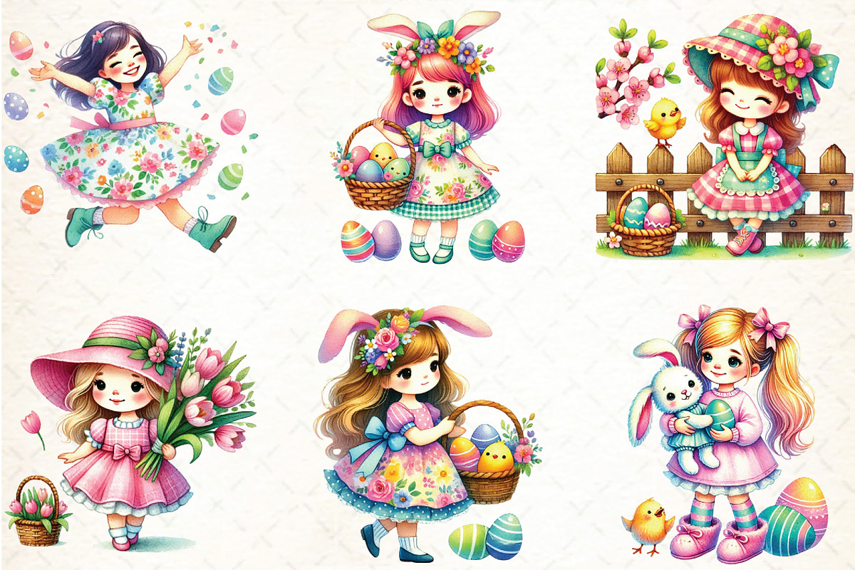 Spring Easter Girls Sublimation PNG, an Illustration by DreamCafeArt (Photo 3 of 5)