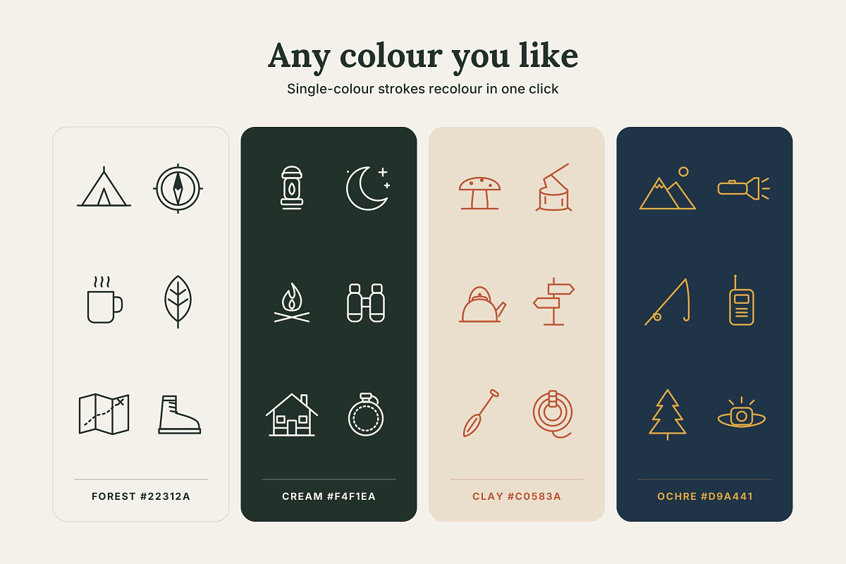 Trailmark Minimal Camping Line Icons, an Outline Icon by vladocar (Photo 2 of 7)