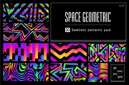 Space geometric pattern pack, a Pattern Graphic by Gudiny