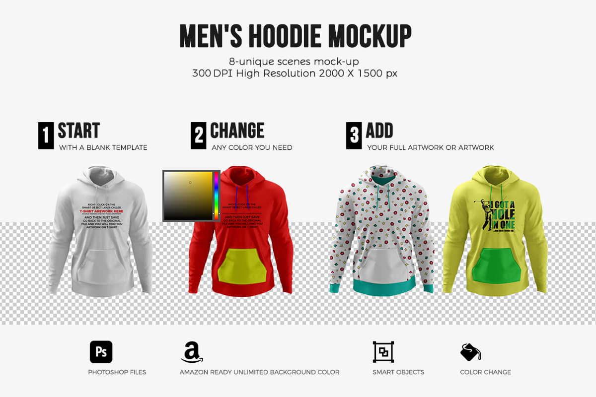Men's Hoodie Mockups, a Hoody Mockup by Mock-up Store (Photo 2 of 7)