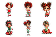 Quirky Valentine Girl Clipart Bundle, an Illustration by SinaCreation (Thumbnail 3 of 11)