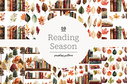 Autumn Reading Seamless Patterns, a Pattern Graphic by GlamArtZhanna (Thumbnail 1 of 4)