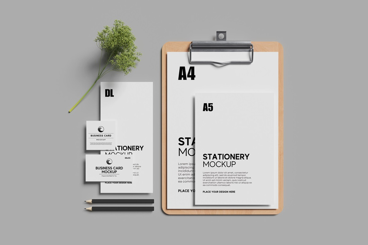 Stationery Mockup Top View, an Advertising Mockup by GraphicWindow (Photo 2 of 6)