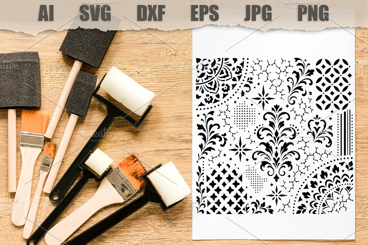 Stencil Ornamental Damask Motif, an Object Illustration by MARYCRAFTIRIA (Photo 2 of 3)