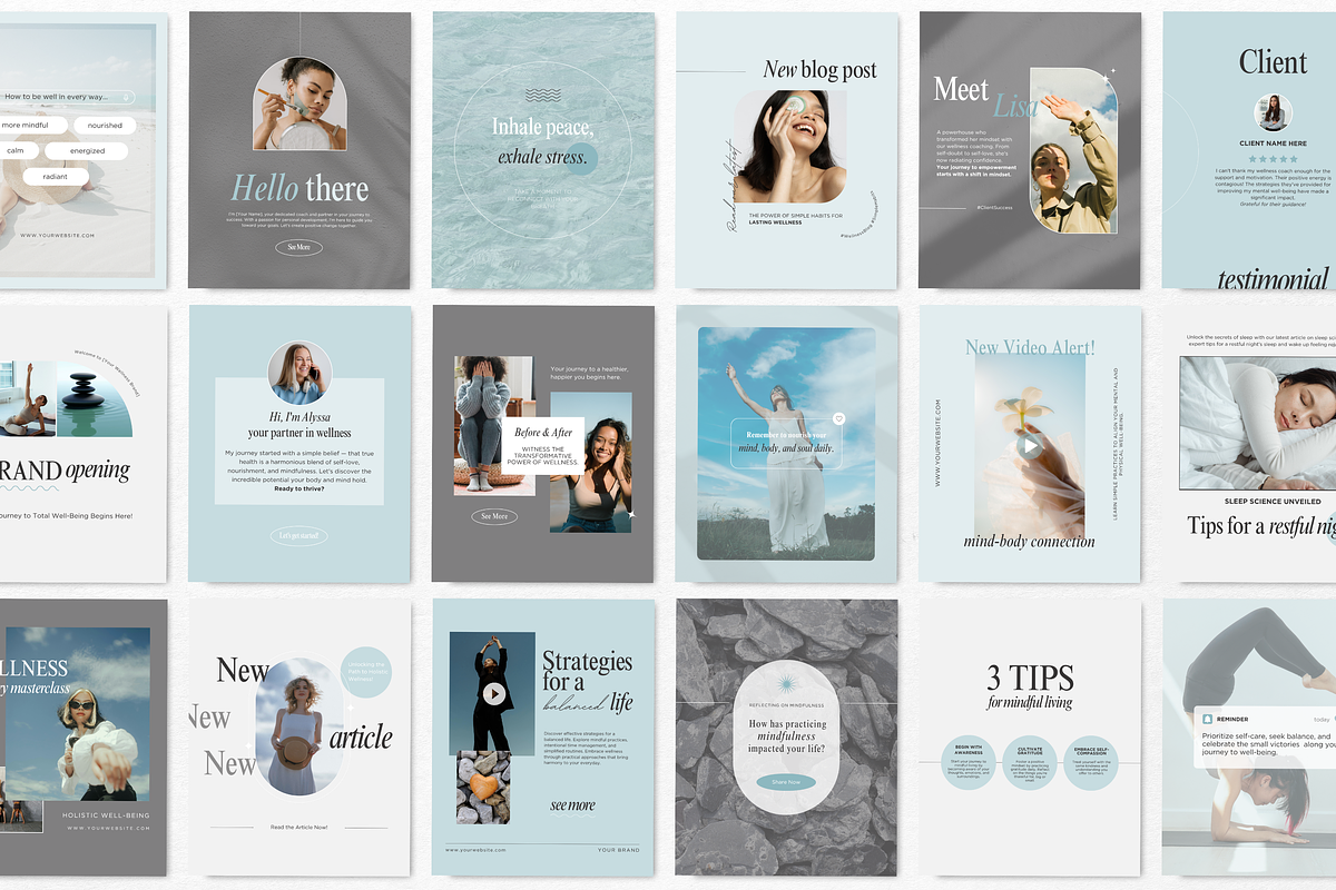 Wellness Instagram Templates Bundle, a Social Media Template by DigiPax (Photo 3 of 12)