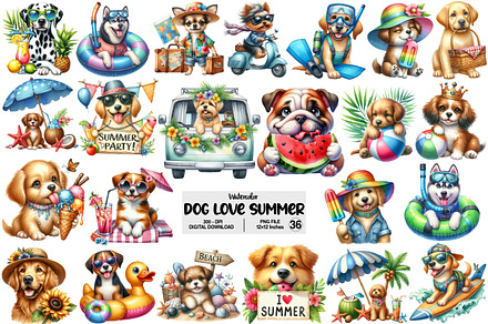 Dog Love Summer Clipart