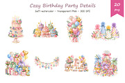 Watercolor Birthday Party Clipart, a Decorative Illustration by BerryPieArt (Thumbnail 3 of 4)