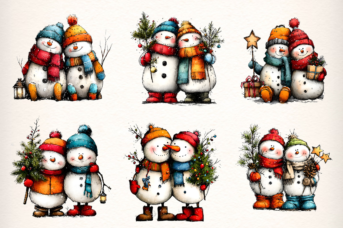 Winter Snowman Clipart PNG, an Illustration by Dream Creation (Photo 4 of 7)