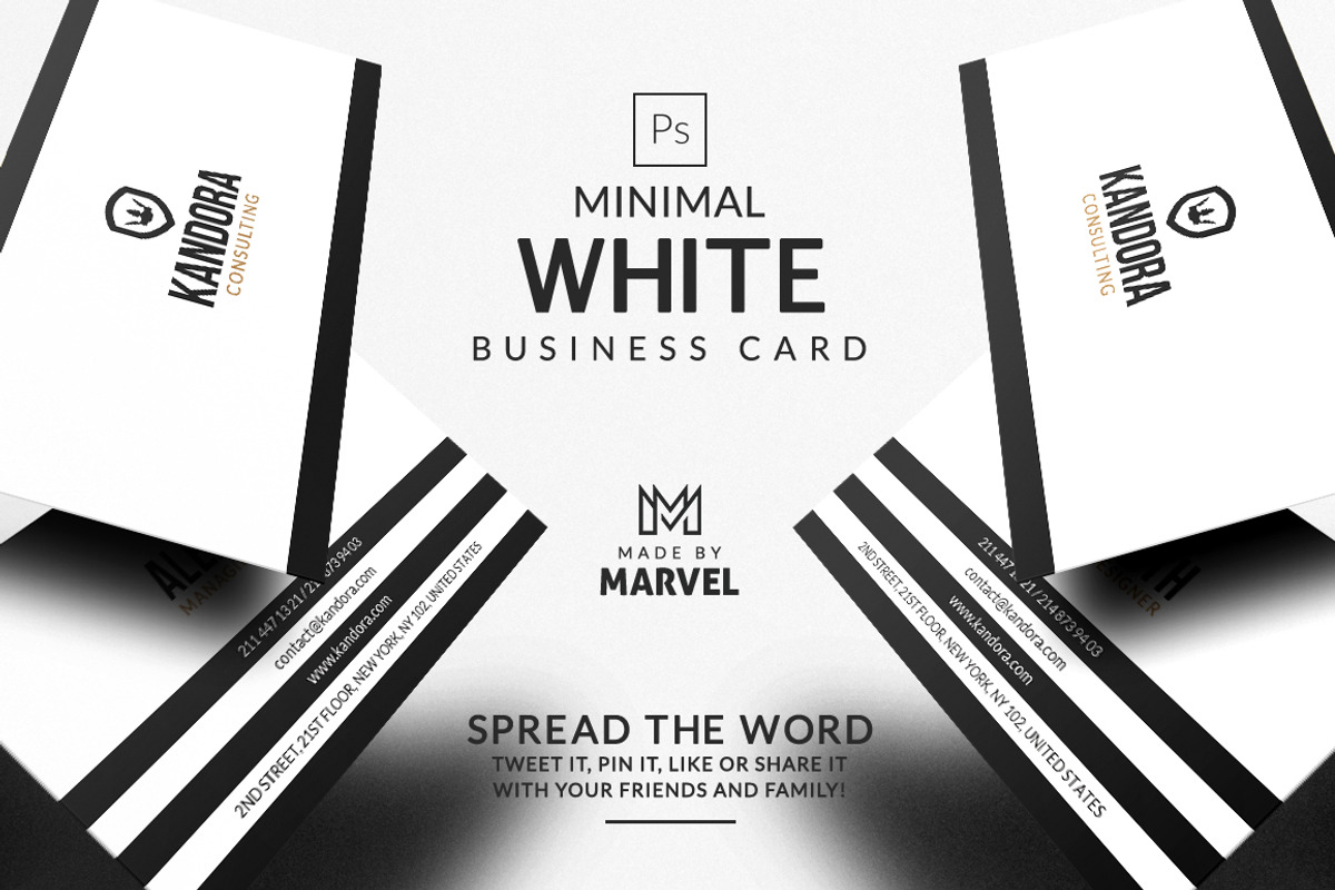 Minimal White Business Card, a Business Card Template by Marvel (Photo 1 of 5)