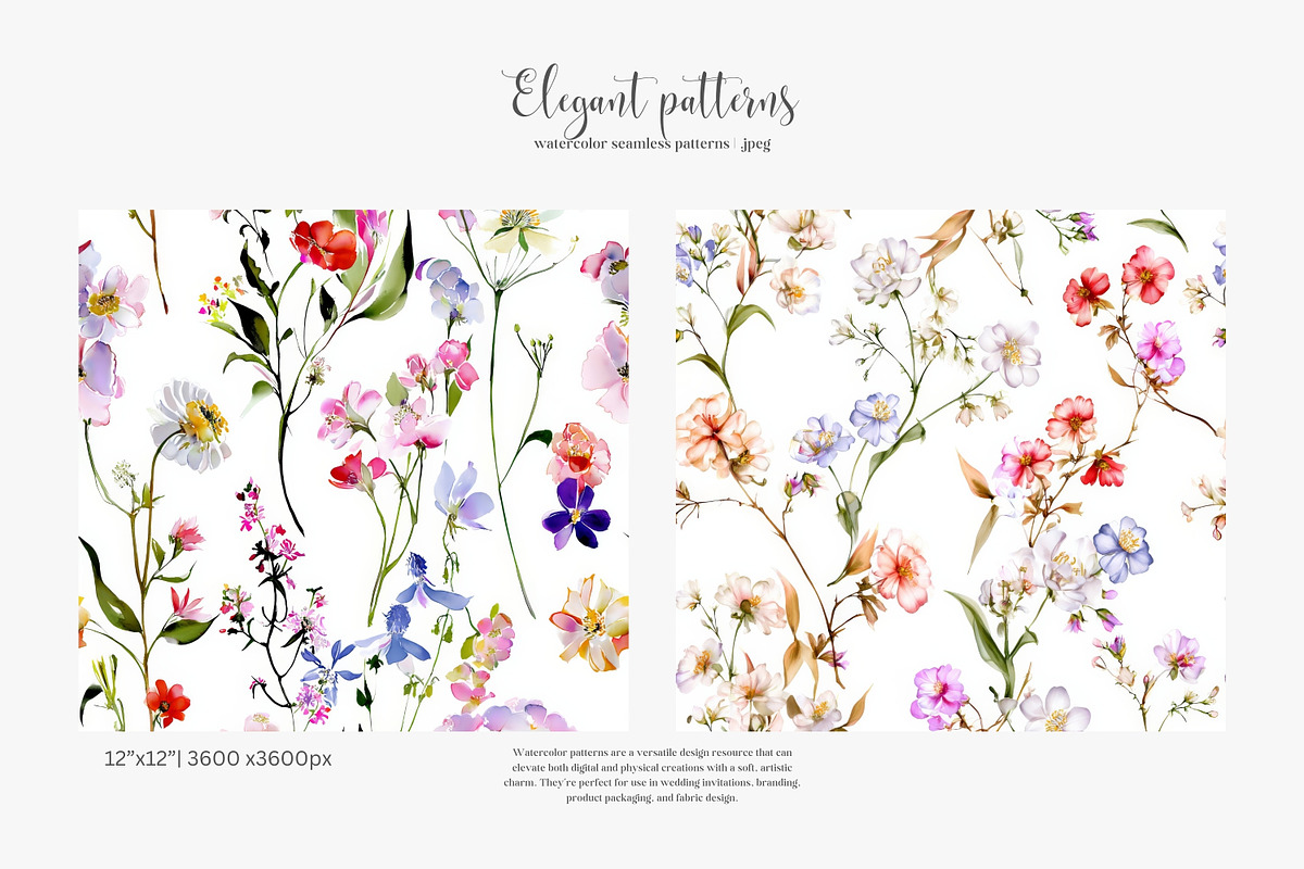 watercolor seamless pattern set, a Pattern Graphic by Patishop Art (Photo 4 of 7)