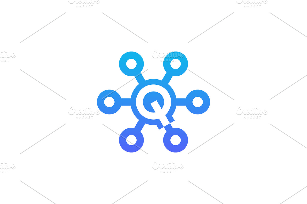 letter Q network link digital logo, a Branding & Logo Template by Rasagama Studio