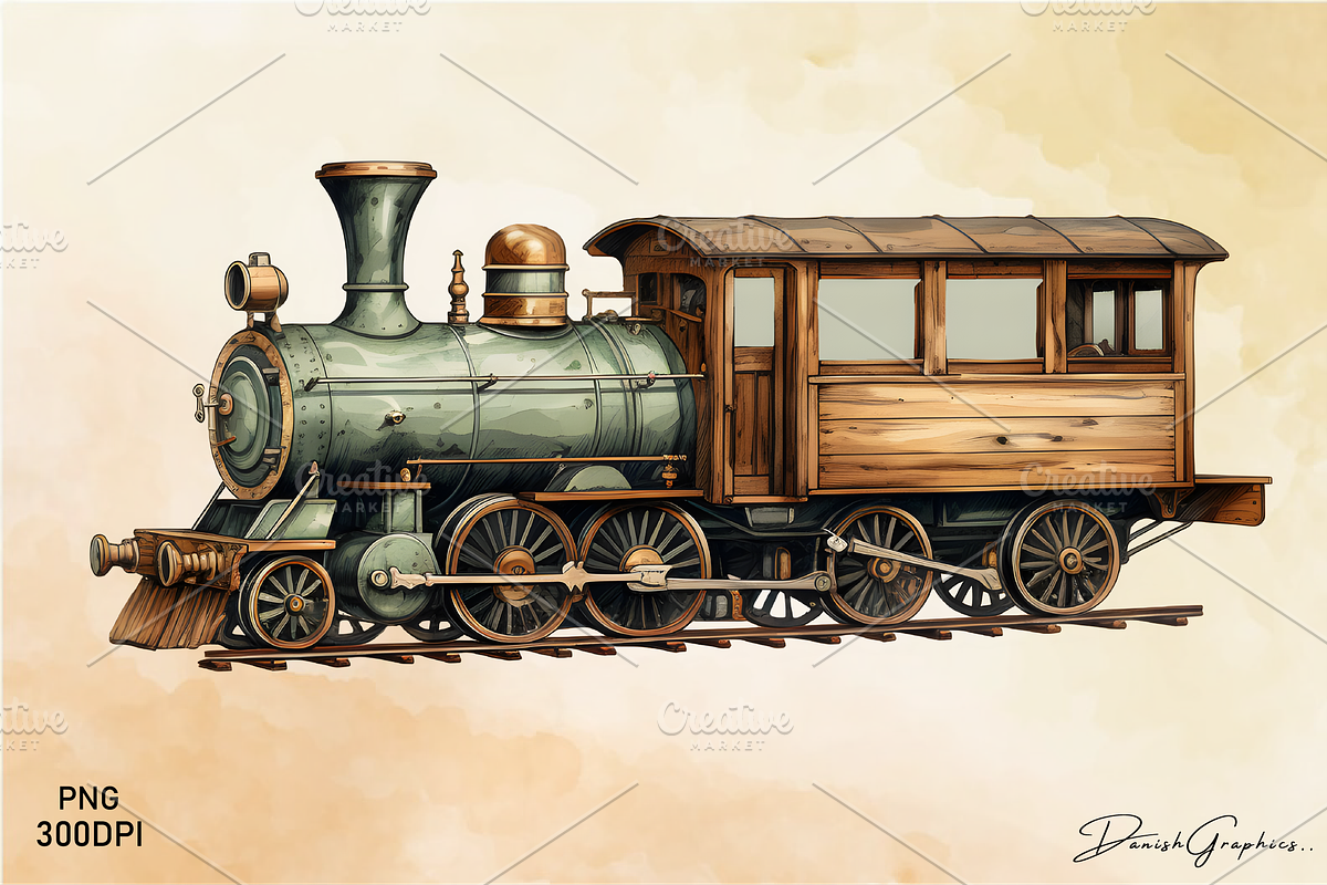 Vintage Wooden Train Sublimation Png, an Object Illustration by danishgraphics (Photo 8 of 9)