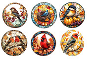 Fall Autumn Bird Stained Glass, an Illustration by Designworld (Thumbnail 4 of 6)