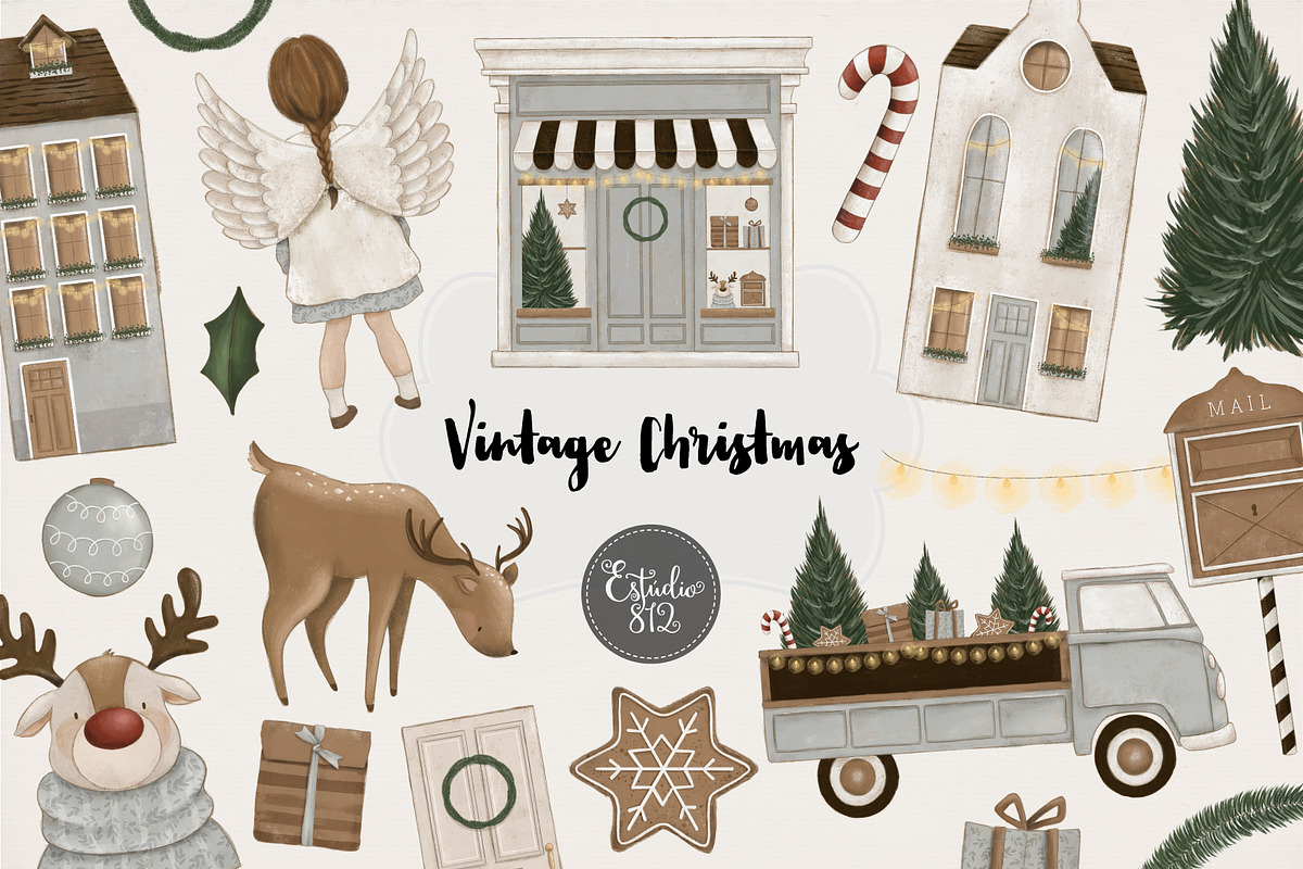 Vintage Christmas, a Decorative Illustration by Estudio 812 (Photo 1 of 7)