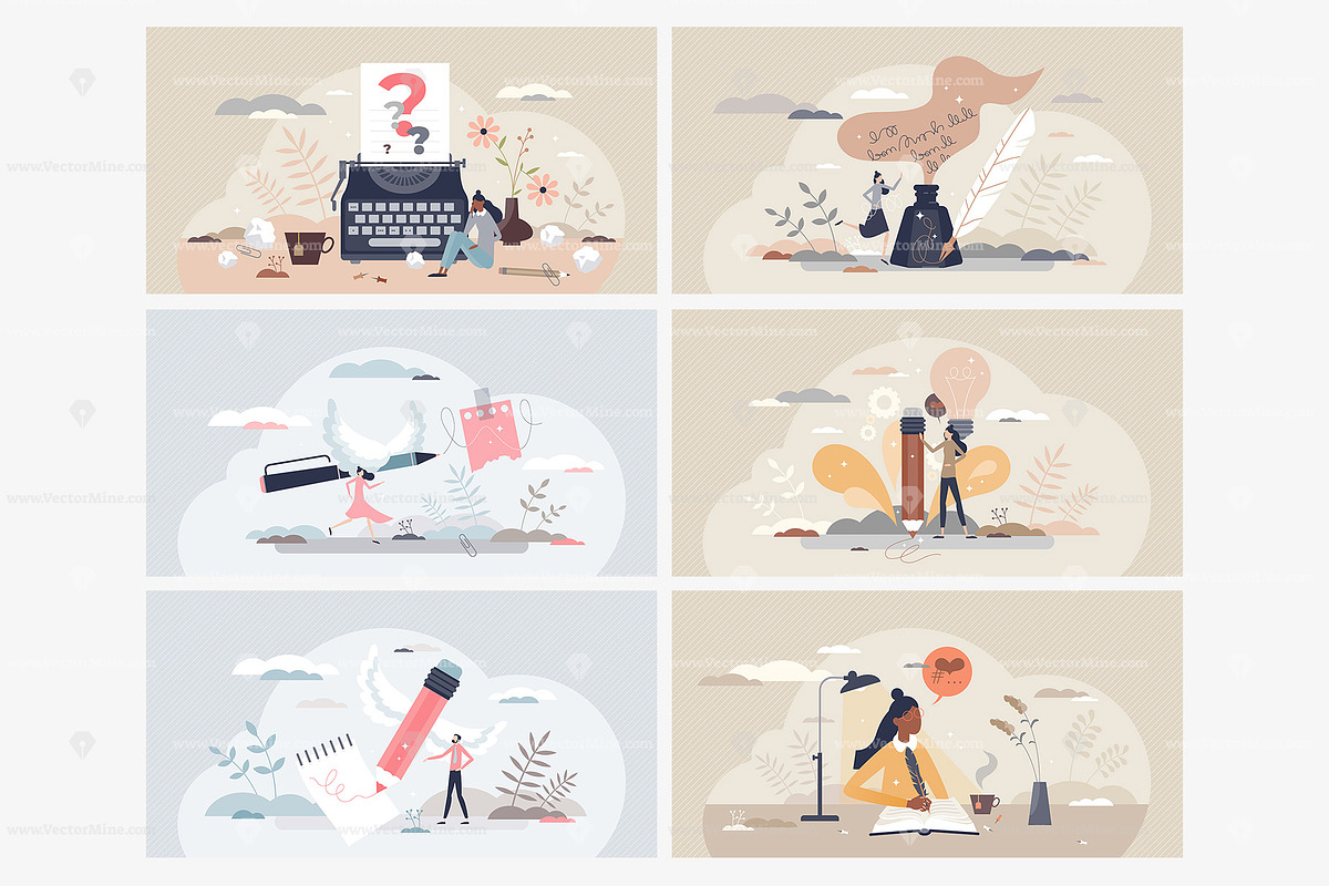 18 Writing Concepts, a Person Illustration by VectorMine (Photo 3 of 8)