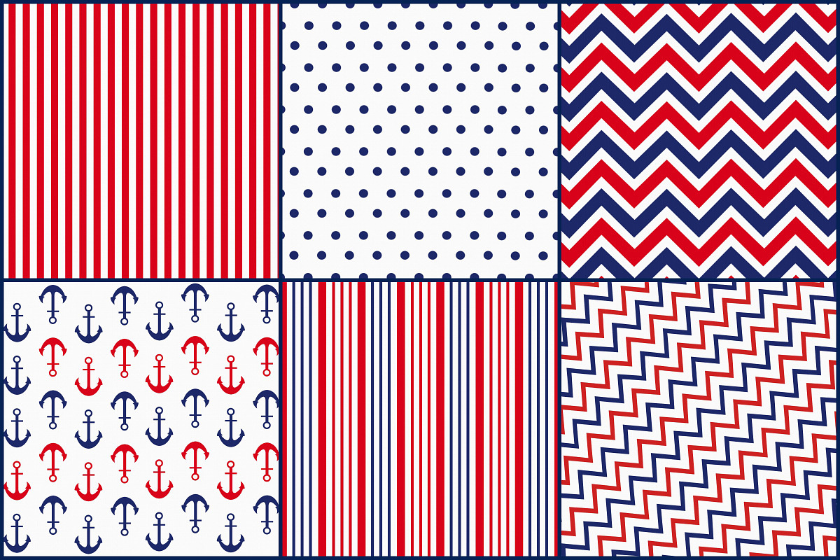 Nautical Patriotic Colors Papers, a Pattern Graphic by FrankiesDaughtersDesign (Photo 2 of 3)