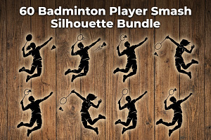 60 Badminton Player Smash Silhouette