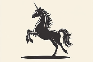 Majestic Black Unicorn Leaping Grace, an Animal Photo by Pixeness Studio
