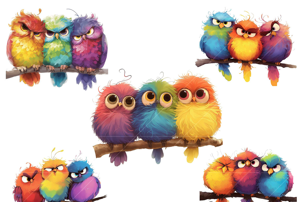 Colorful Birds On Branch Clipart, an Animal Illustration by Design Scotch (Photo 3 of 7)