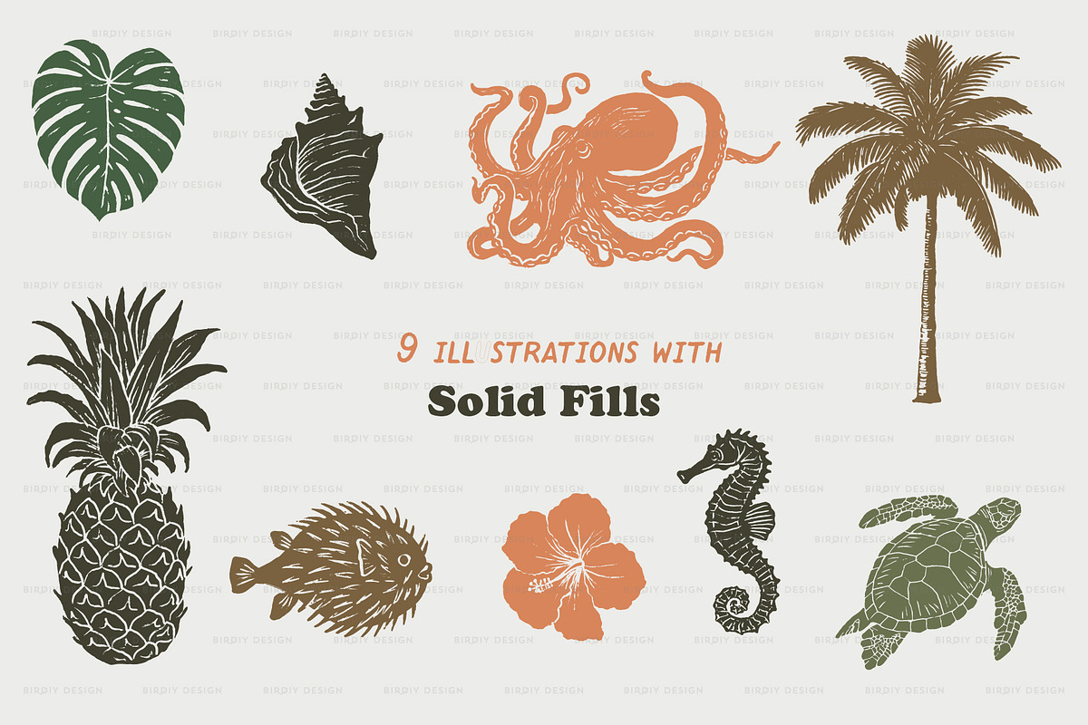 Vintage Tropical Illustrations, an Object Graphic by BirDIY Design (Photo 3 of 8)