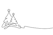 Christmas trees continuous line draw, a Seasonal Illustration by Valenty (Thumbnail 1 of 3)