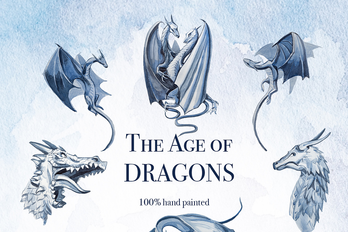 The Age Of Dragons Clipart Set, a Decorative Illustration by ArtCreationsDesign (Photo 2 of 18)