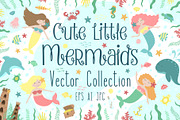 Cute vector little mermaids, a Background Graphic by Samsonchik Store (Thumbnail 1 of 7)