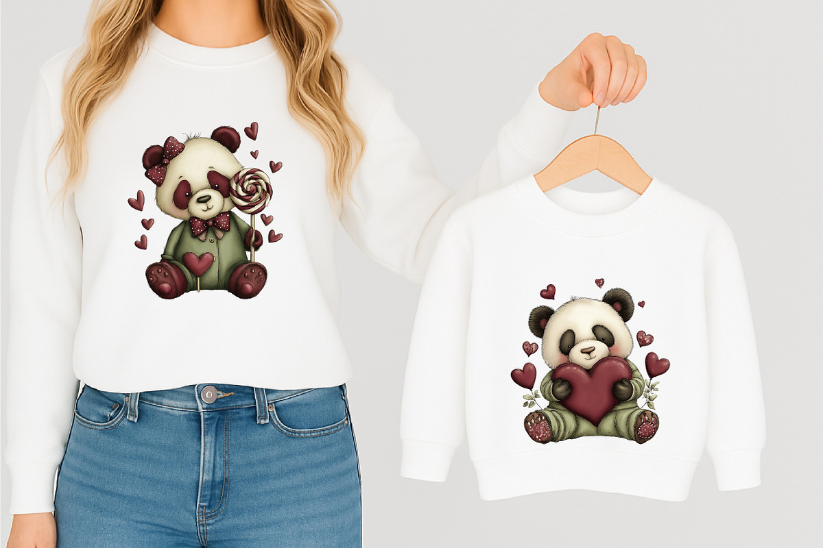 Quirky Valentines Panda Clipart, an Illustration by designcity5 (Photo 3 of 5)