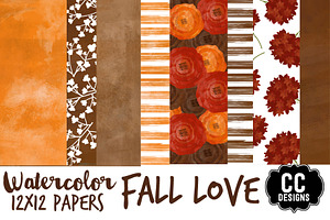 Watercolor Fall Love Autumn Clip Art