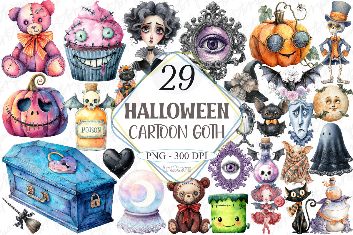 Cartoon Goth Sublimation Clipart, a Graphic by designcity5 (Photo 1 of 5)