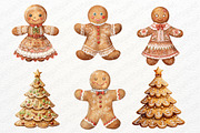 Christmas Gingerbread Clipart Set, a Seasonal Illustration by Maysa Art (Thumbnail 2 of 5)