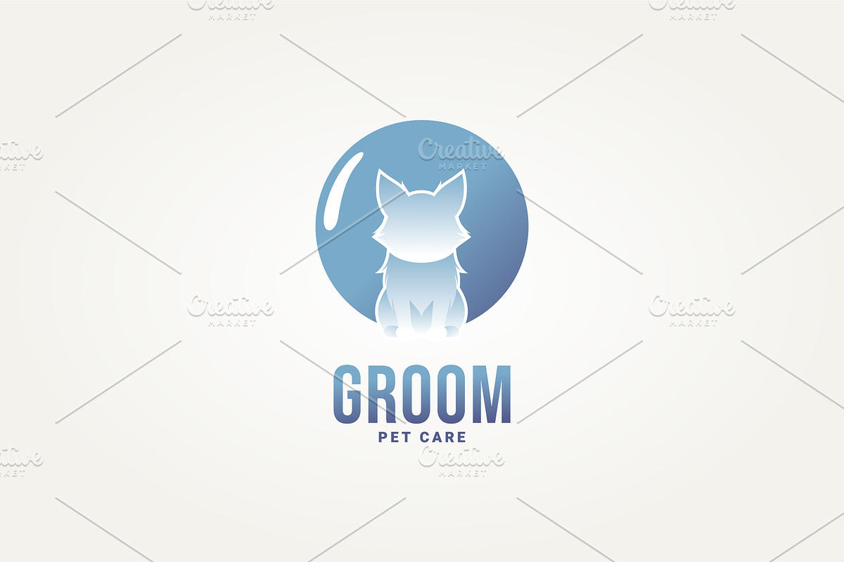 pet grooming flat icon logo design, a Branding & Logo Template by Blazybone