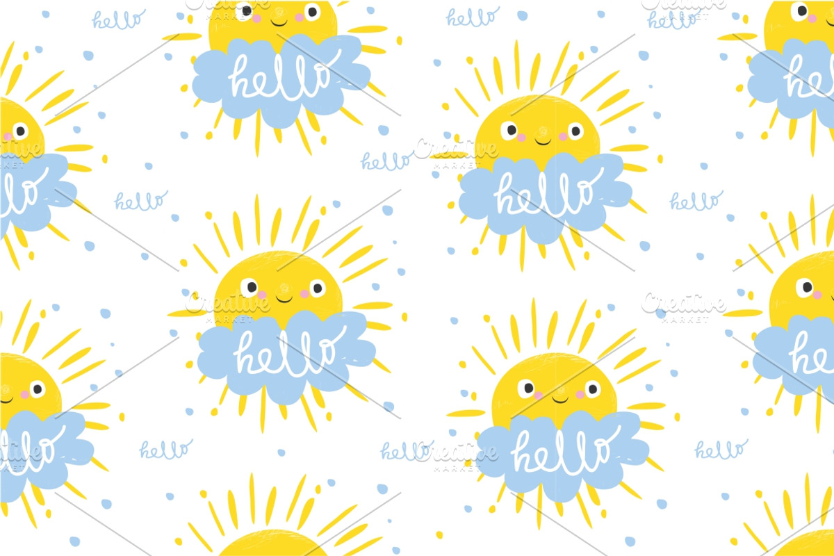 Cute sun and cloud, an Education Illustration by Lesya Skripak (Photo 2 of 6)