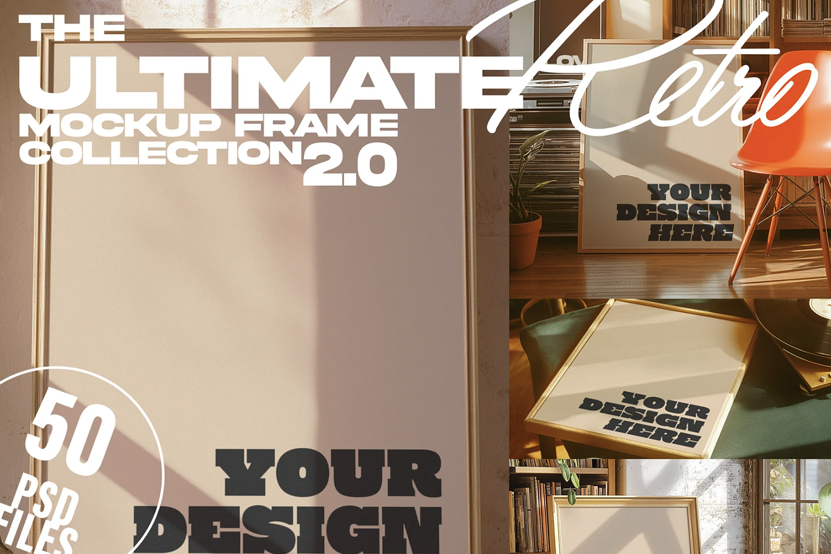 The Ultimate Retro Frame Mockup Pack, a Household Mockup by Emma Rodriguez Studio (Photo 1 of 6)