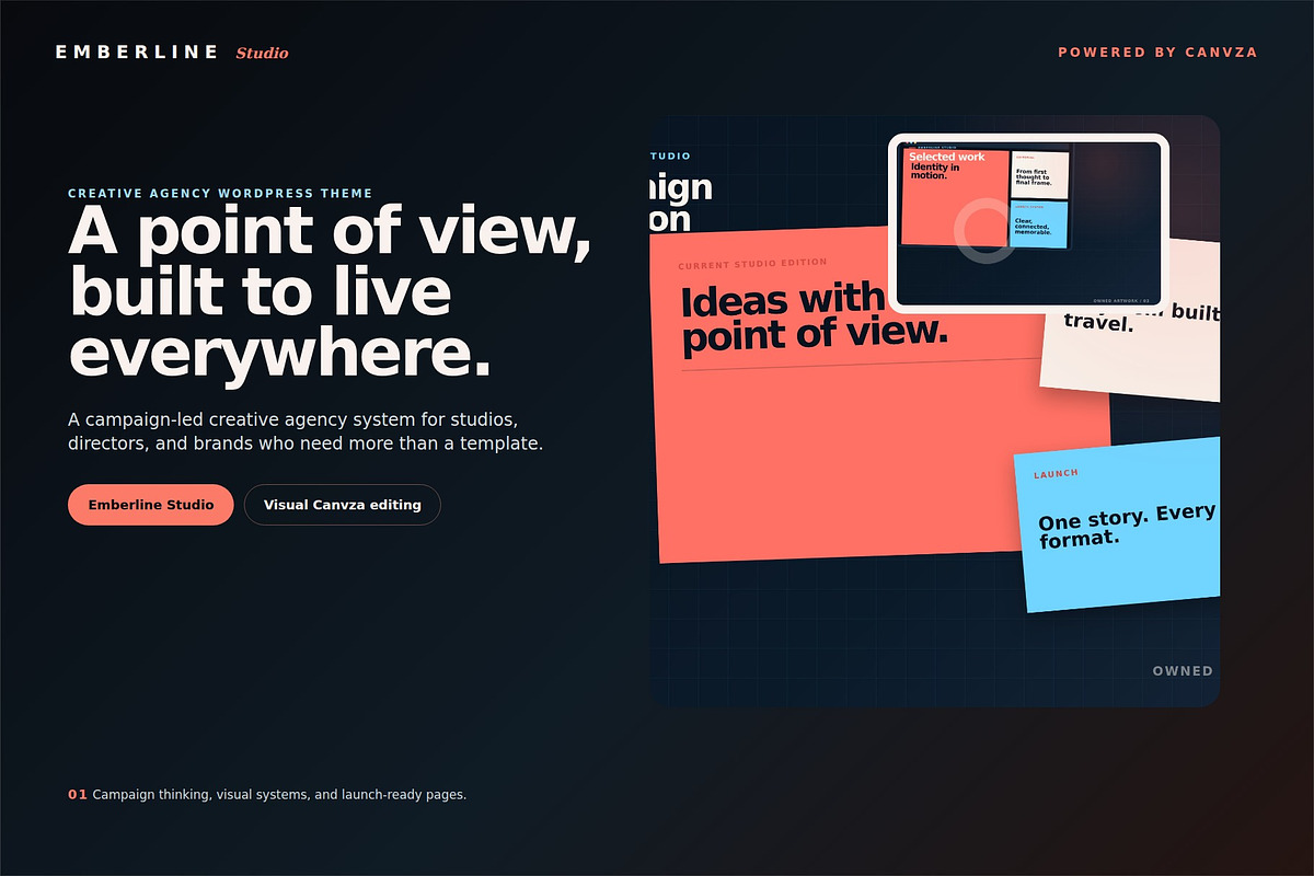 Emberline Studio Creative Theme, a WordPress Template by Fixstable Studio (Photo 1 of 12)