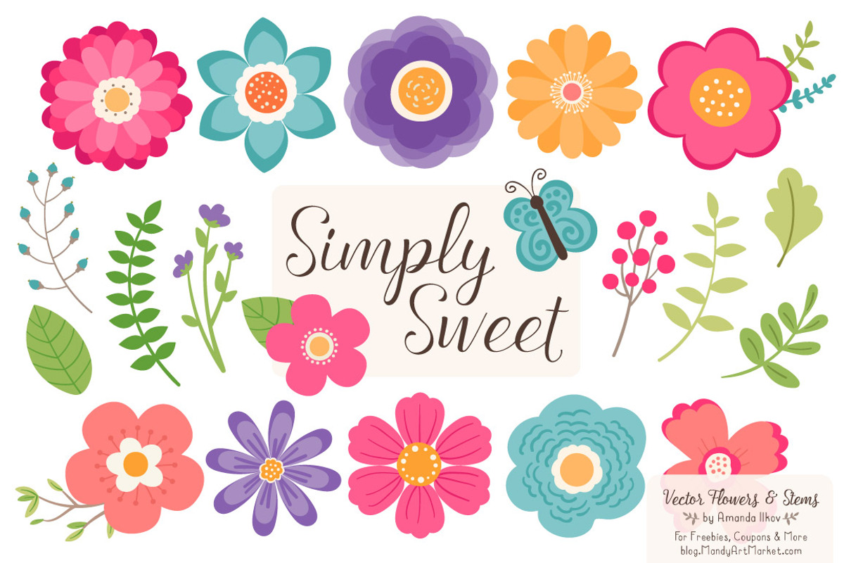 Crayon Box Flowers Clipart, an Illustration by Amanda Ilkov (Photo 1 of 4)
