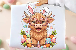 Easter Day Highland Cow PNG, an Illustration by DreamArtGraphic